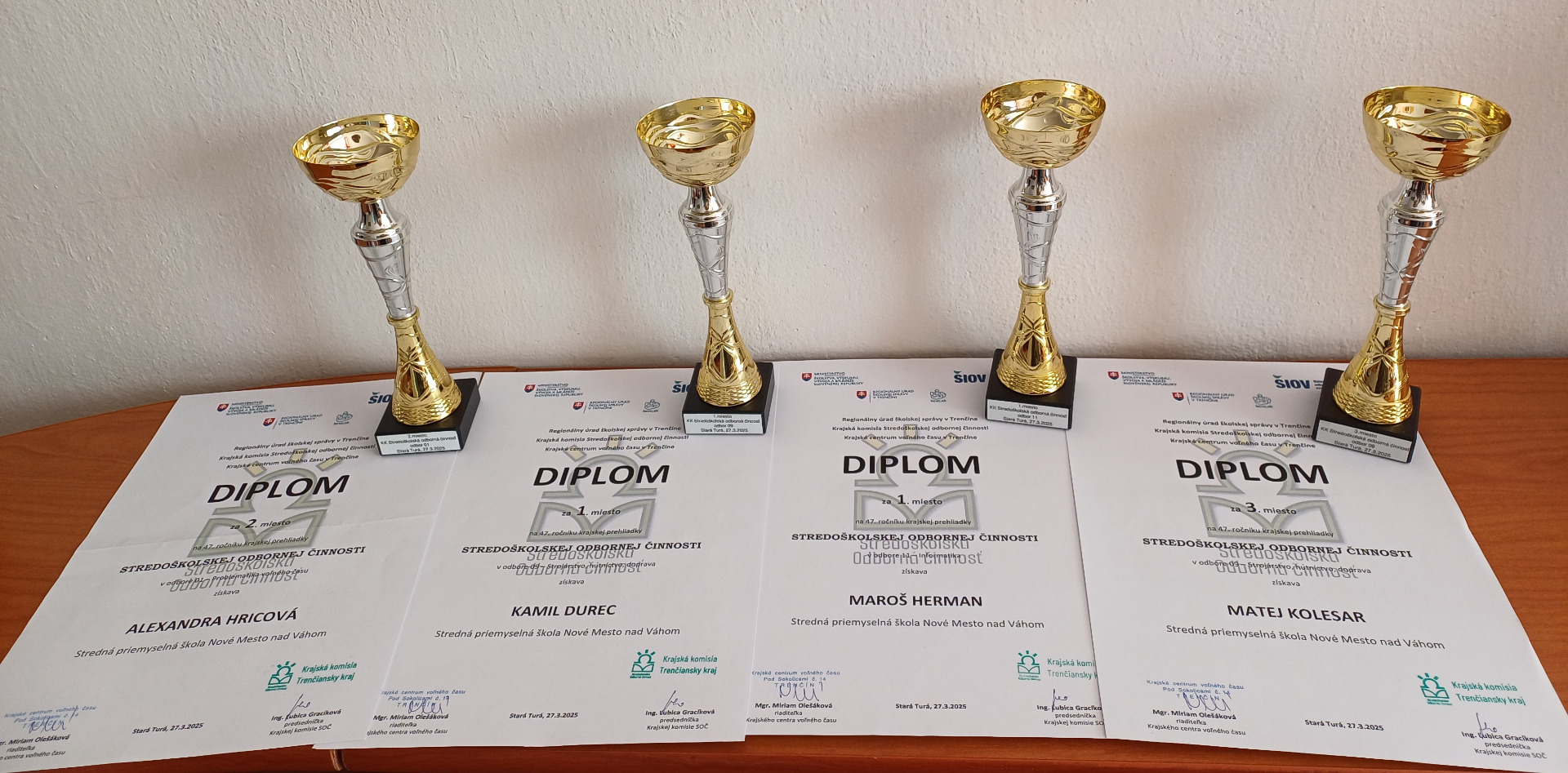 Ocenenia z krajského kola SOČ